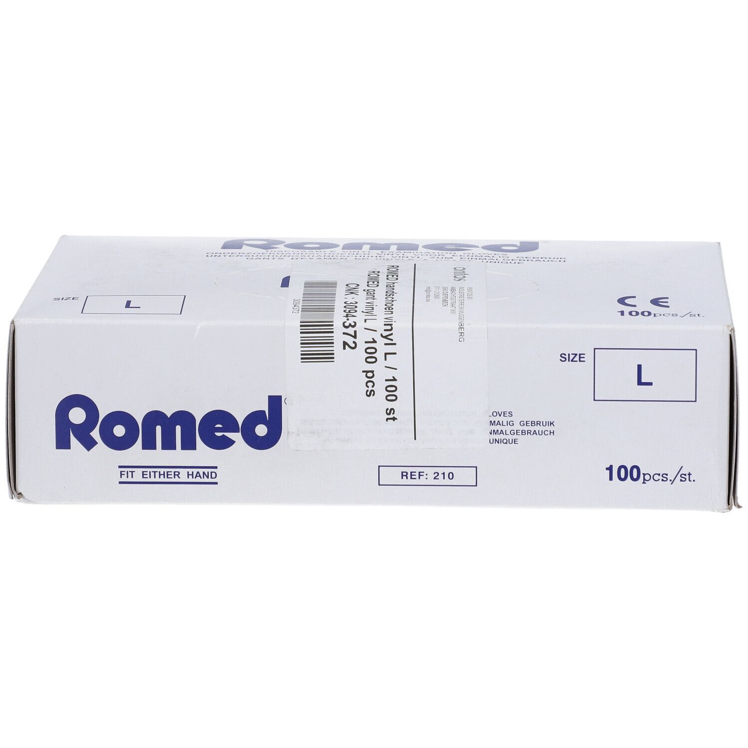 Romed Einweg-Vinyl-Untersuchungshandschuhe, Größe L, 100 Stück.