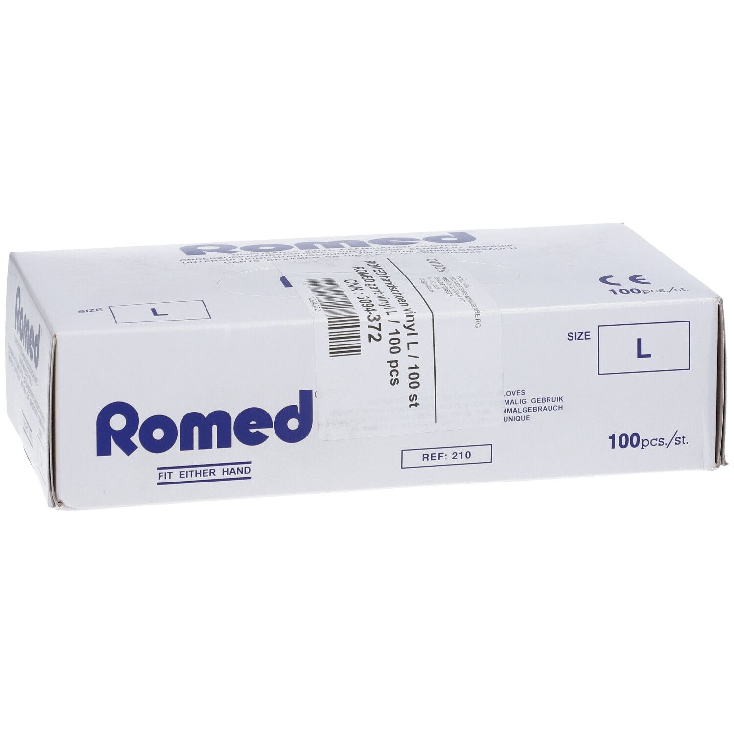 Romed Einweg-Vinyl-Untersuchungshandschuhe, Größe L, 100 Stück.