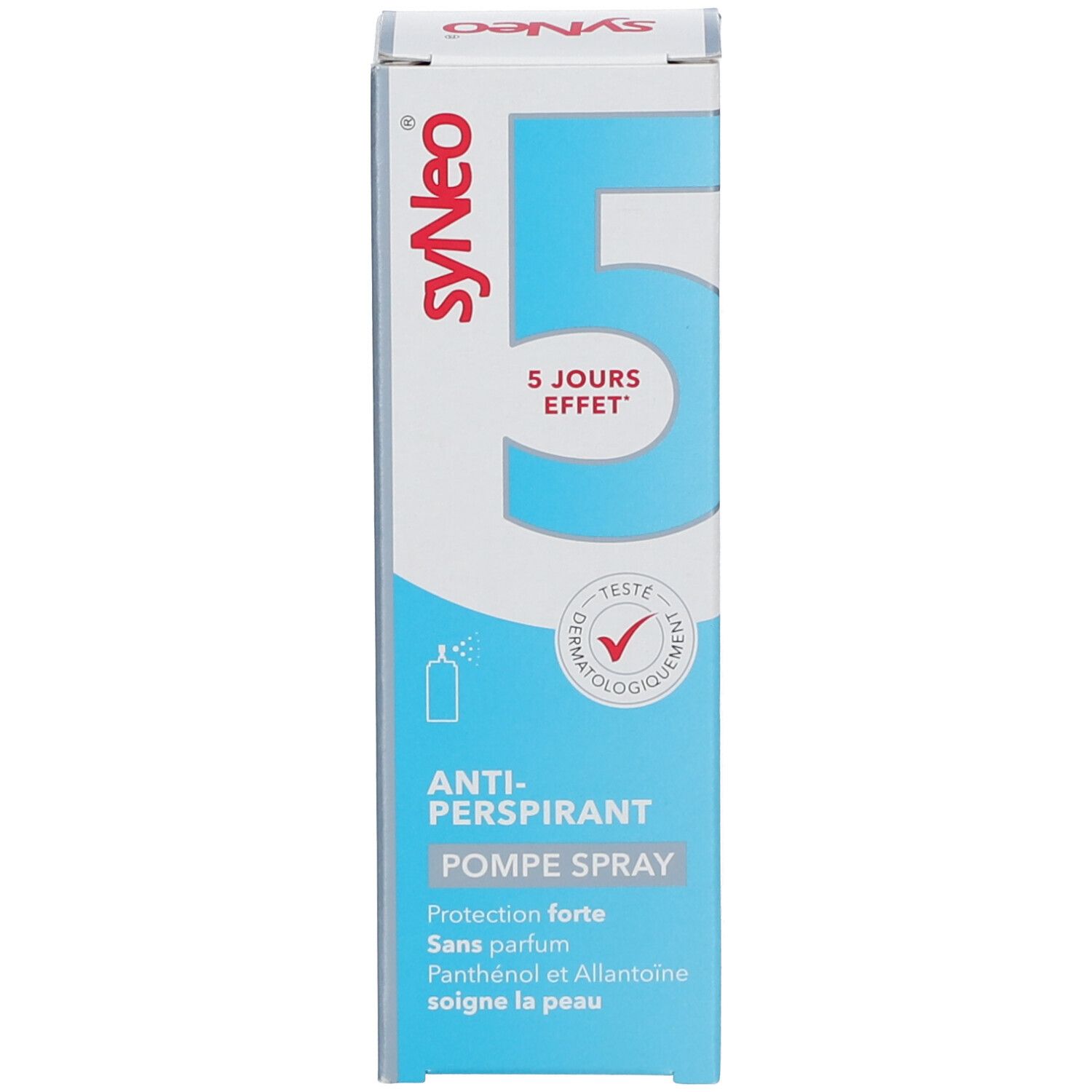 Verpackung mit Aufschrift: syNeo 5, Anti-Transpirant, dermatologisch getestet.