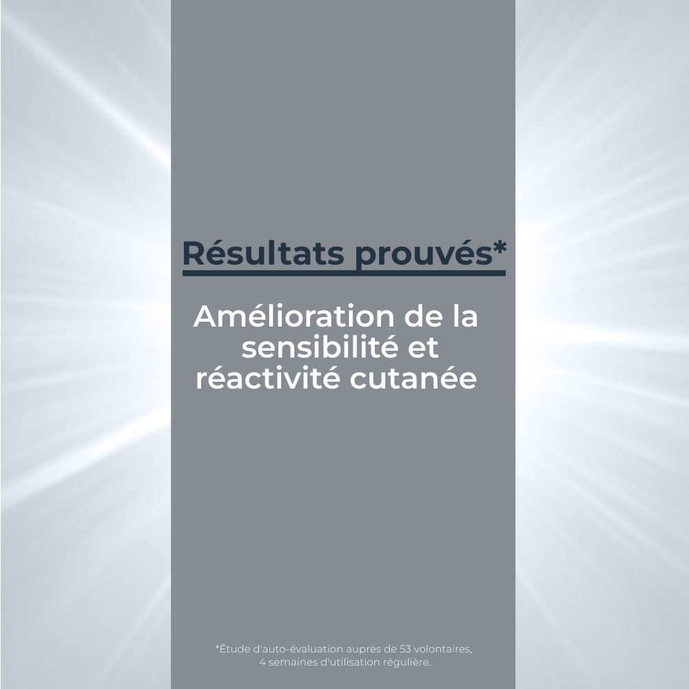 Texte sur fond gris: Amélioration de la sensibilité et réactivité cutanée.