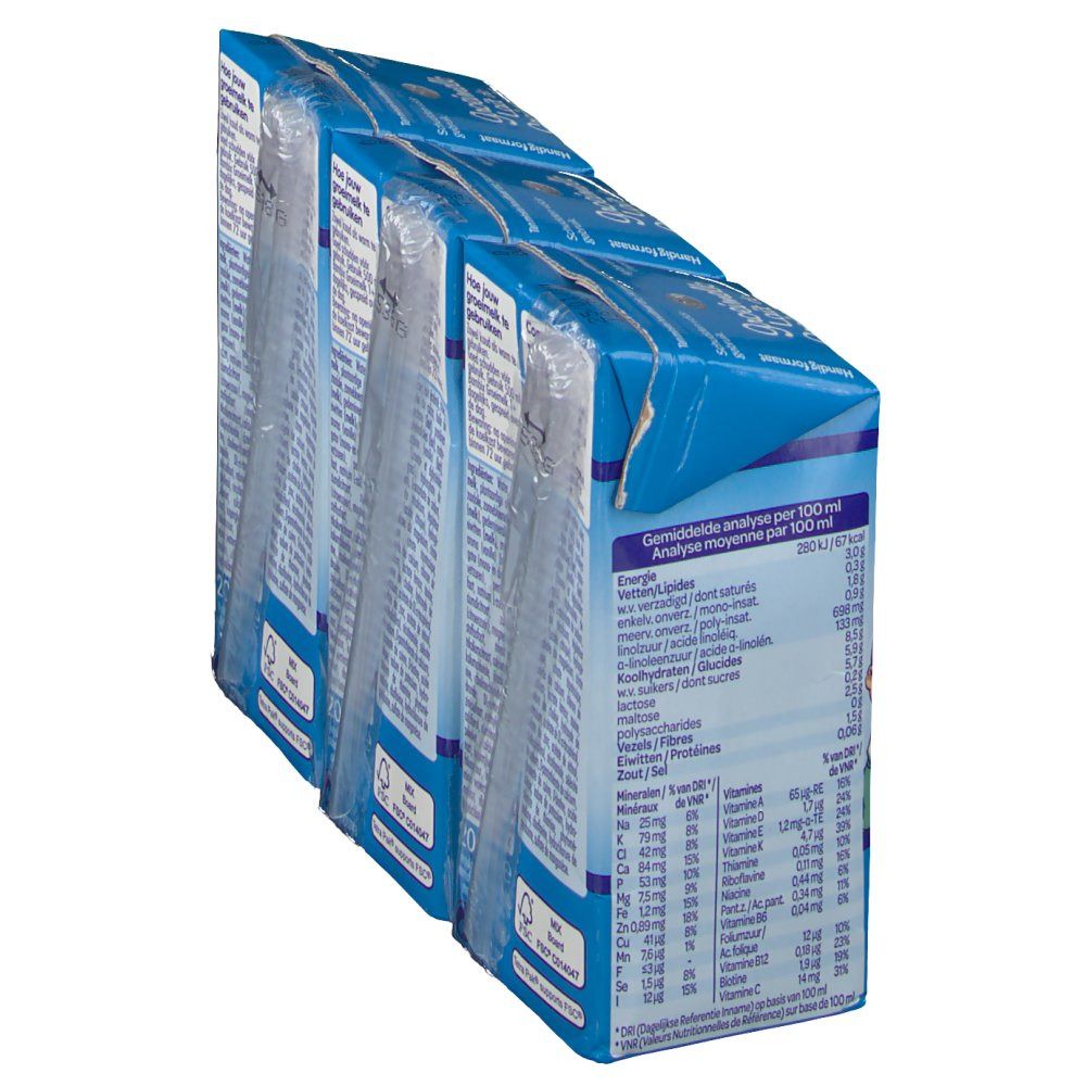 Tre confezioni Olvarit Bambix Grow Milk +1y. Il retro mostra informazioni nutrizionali e loghi.