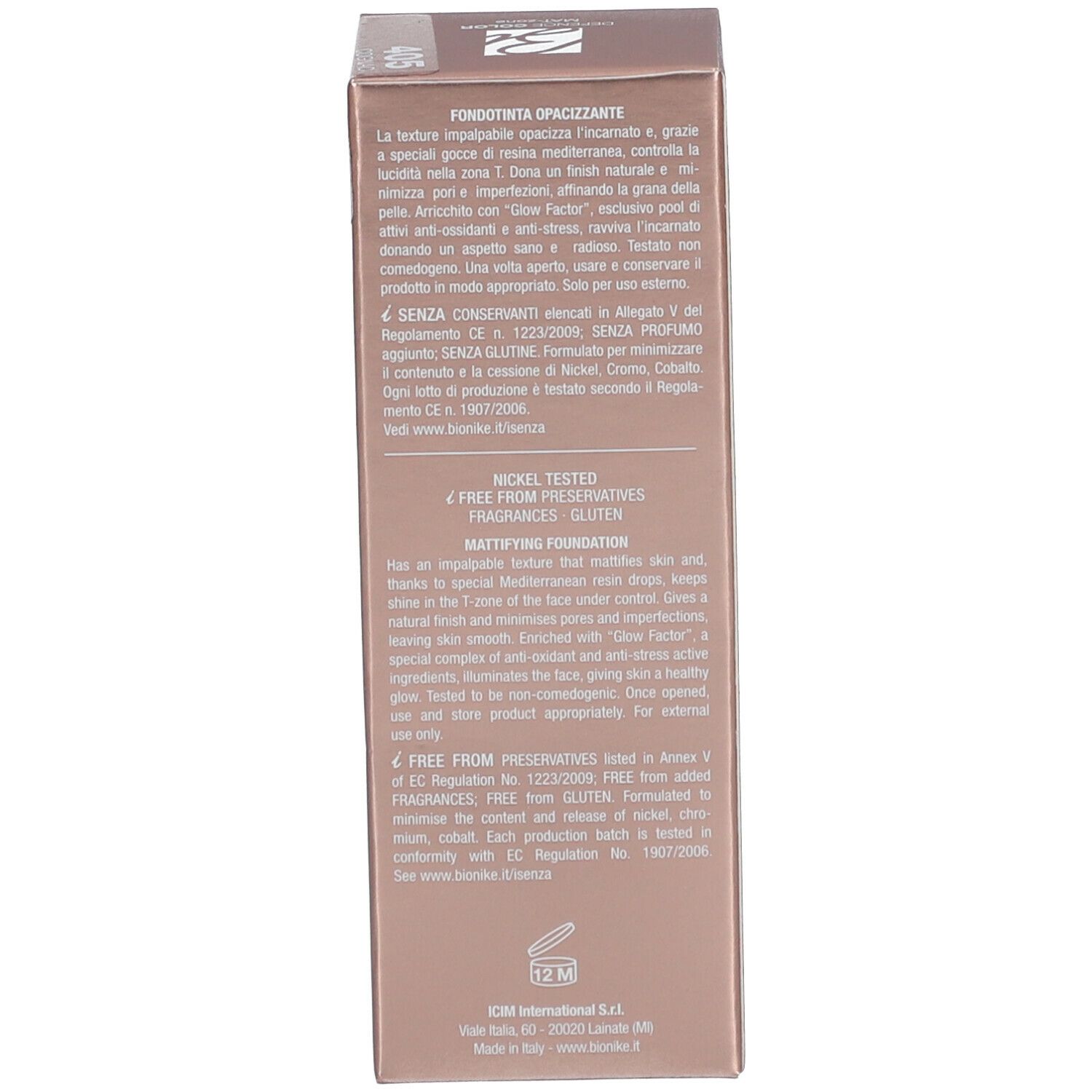 Produktverpackung. Text in mehreren Sprachen. Informationen über Inhaltsstoffe und Anwendung.