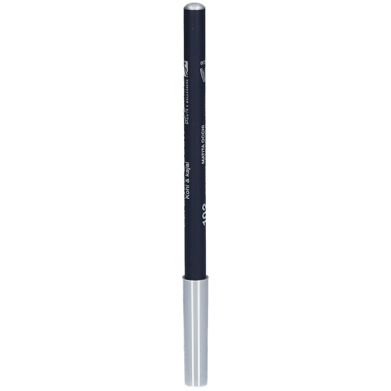 Marineblauer Kajalstift mit silberner Spitze. Aufschrift: 102. Marke BioNike.