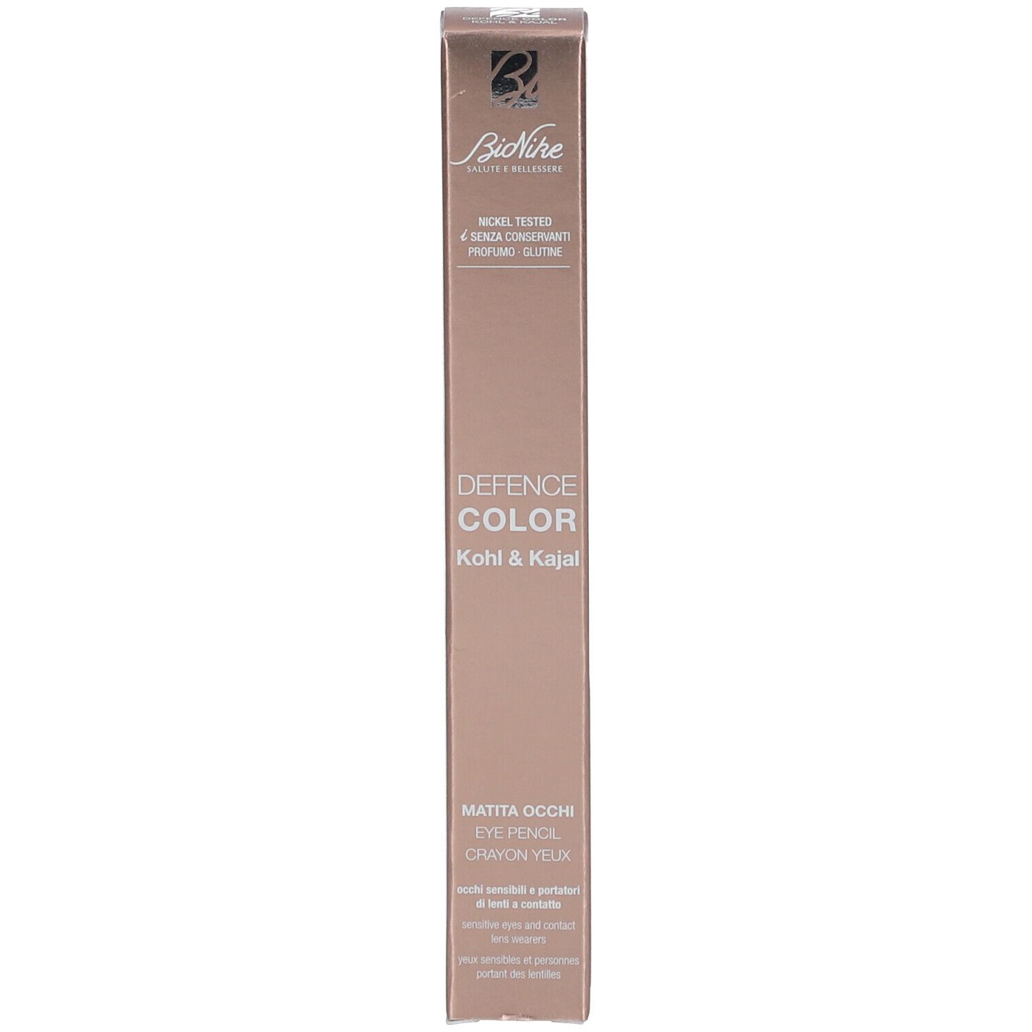 Verpakking met opschrift: DEFENCE COLOR Kohl & Kajal. Nickel Tested.