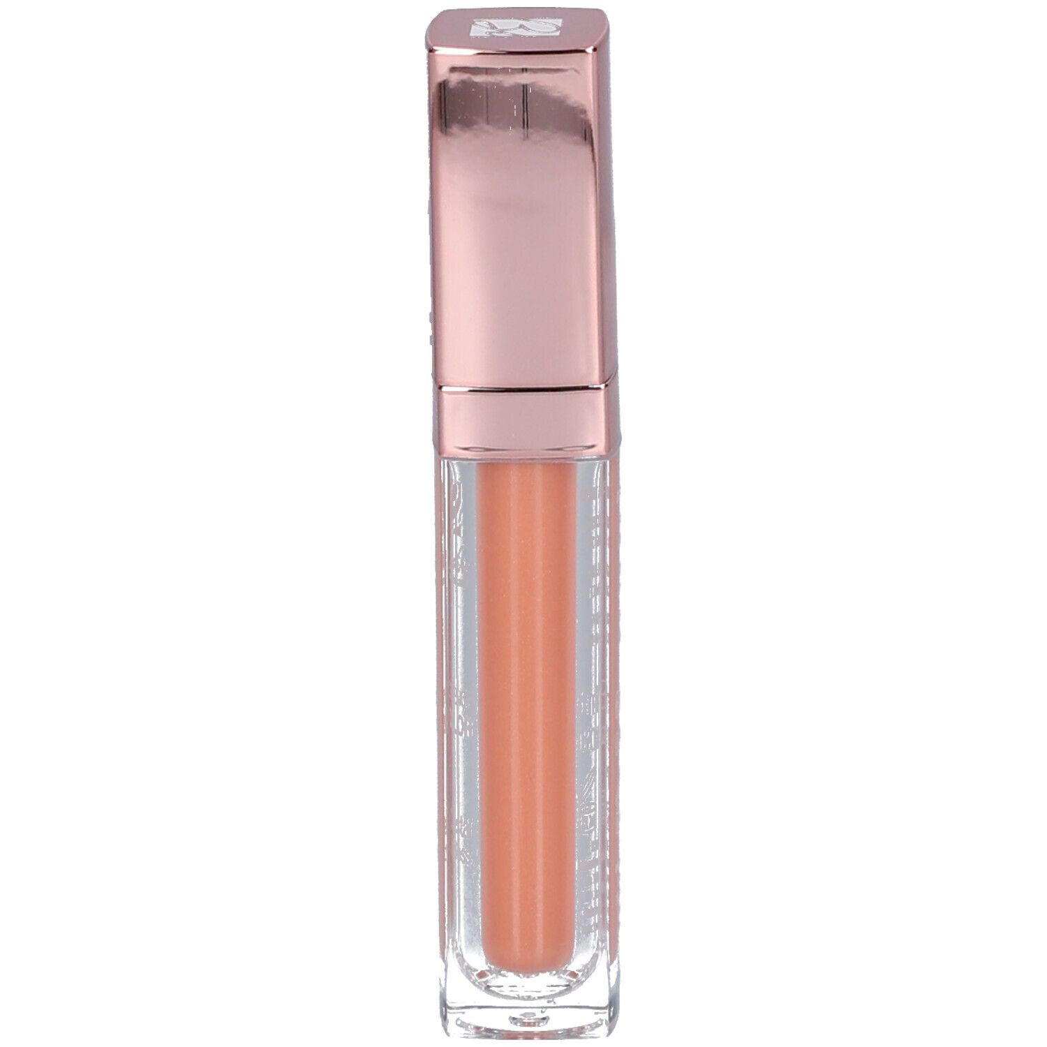 BioNike DEFENCE COLOR Crystal Lipgloss. Boîtier transparent, capuchon or rose. Contenu: gloss pêche.