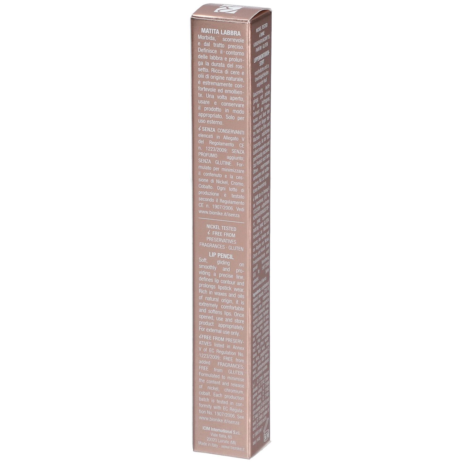 BioNike DEFENCE COLOR Lippenkonturenstift Lèvres N°205 Brique. Verpackung. Text auf der Verpackung sichtbar.