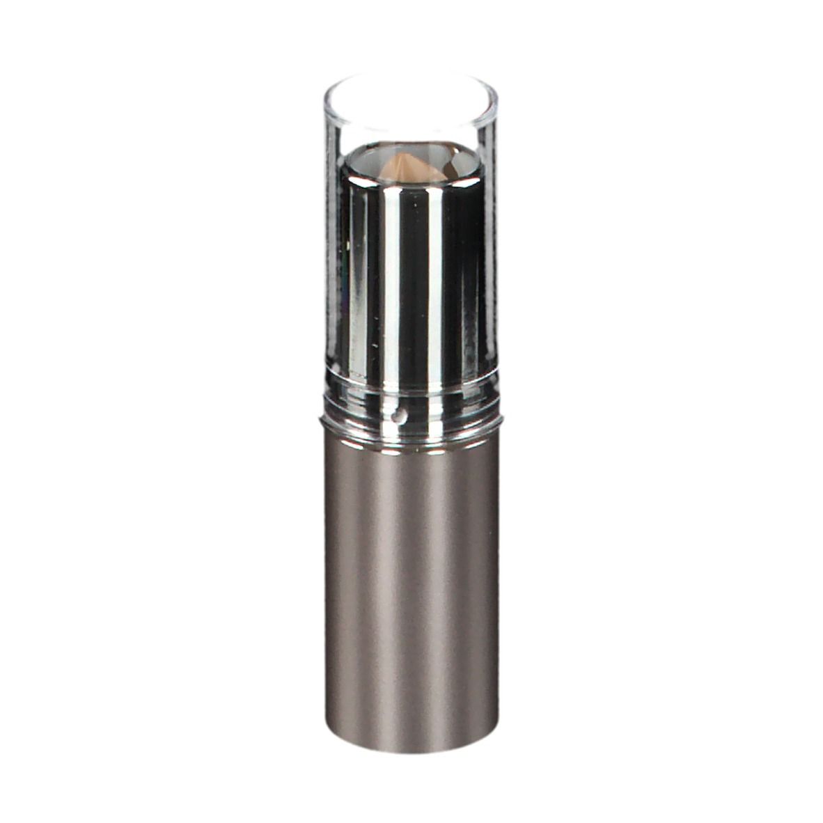 Correcteur en stick avec capuchon transparent. Corps du stick métallique. Vue du produit.