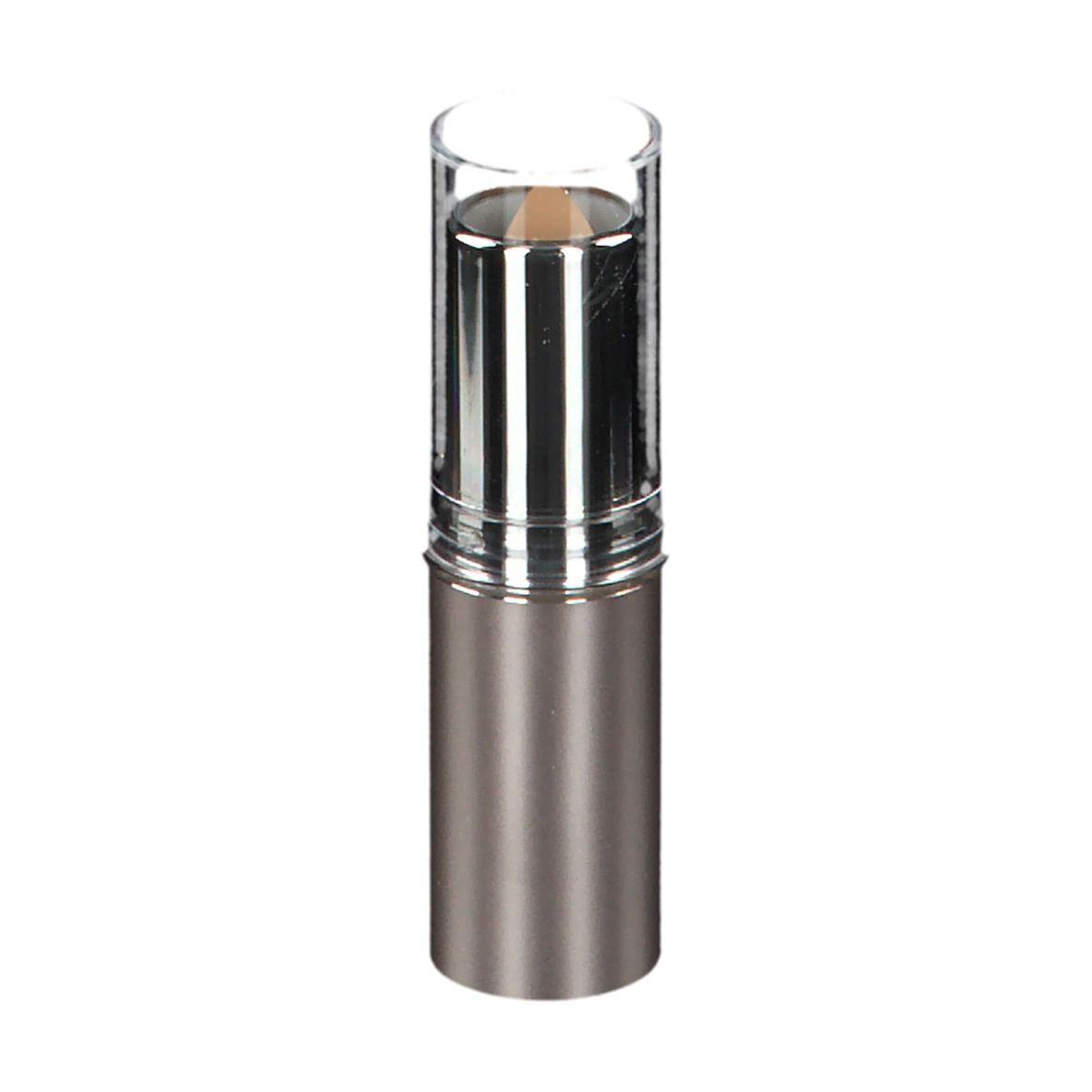 Correcteur en stick avec capuchon transparent. Corps du stick métallique. Vue du produit.