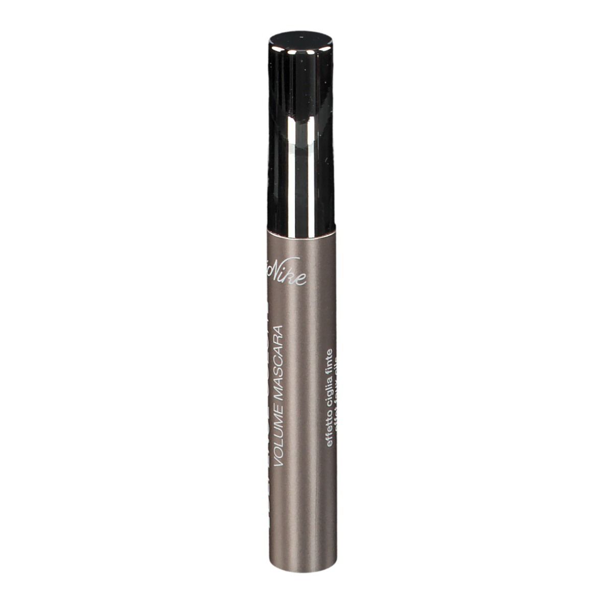 Tube de mascara avec bouchon argenté. Inscription: VOLUME MASCARA. Marque: BioNike.