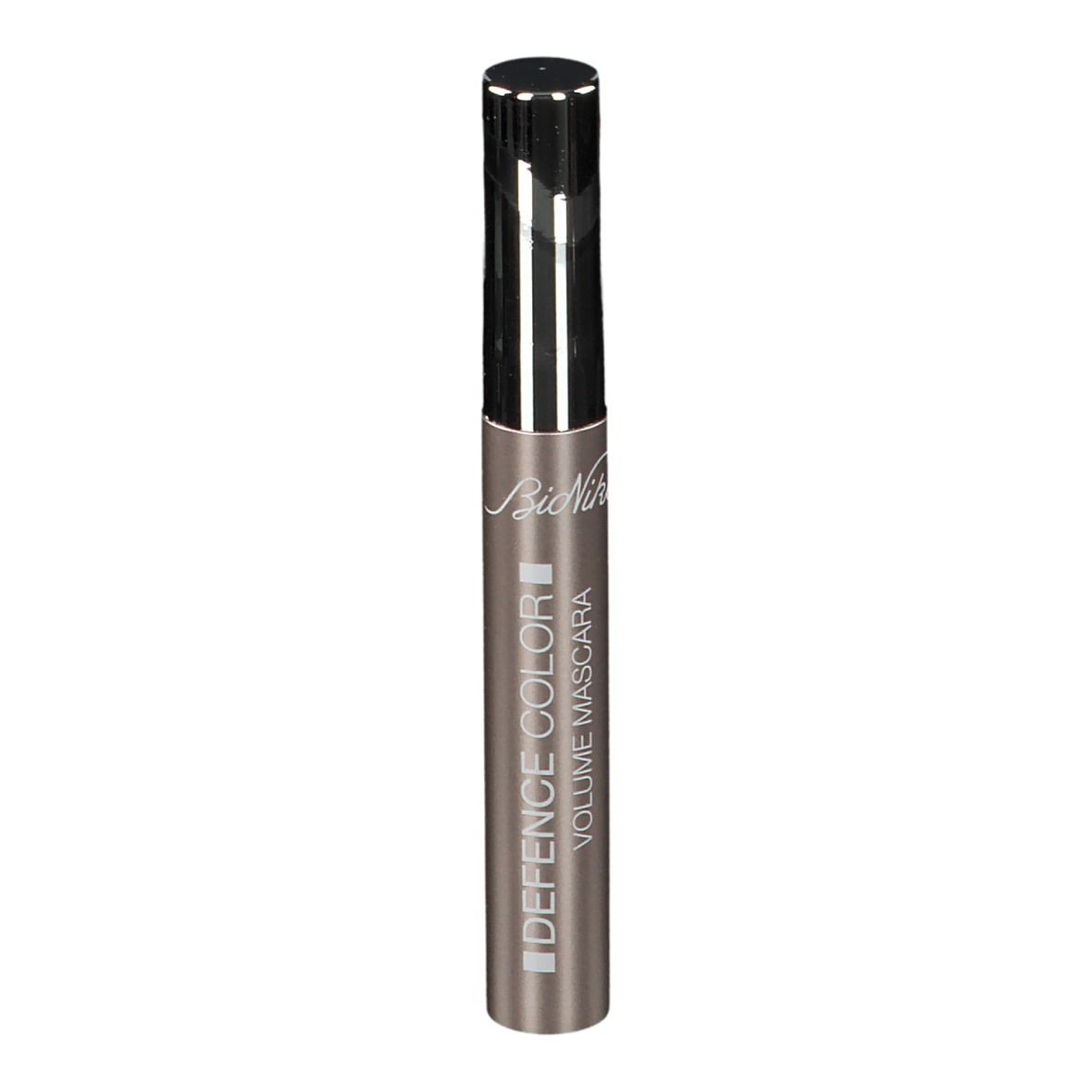 Tube de mascara avec bouchon argenté. Inscription: DEFENCE COLOR. Marque: BioNike.