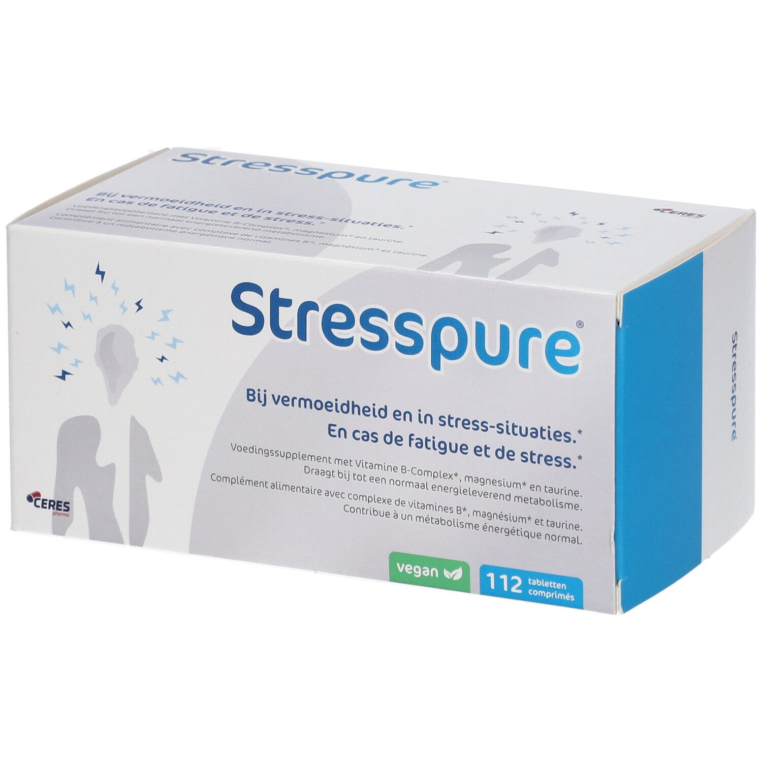 StressPure® | Weerstand tegen stress Magnesium - Vitamine B complex Taurine 2x112 Tabletten