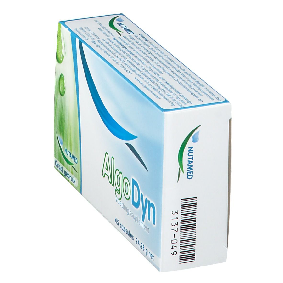 Boîte de complément alimentaire Algodyn. Contient 45 gélules. Marque Nutamed.