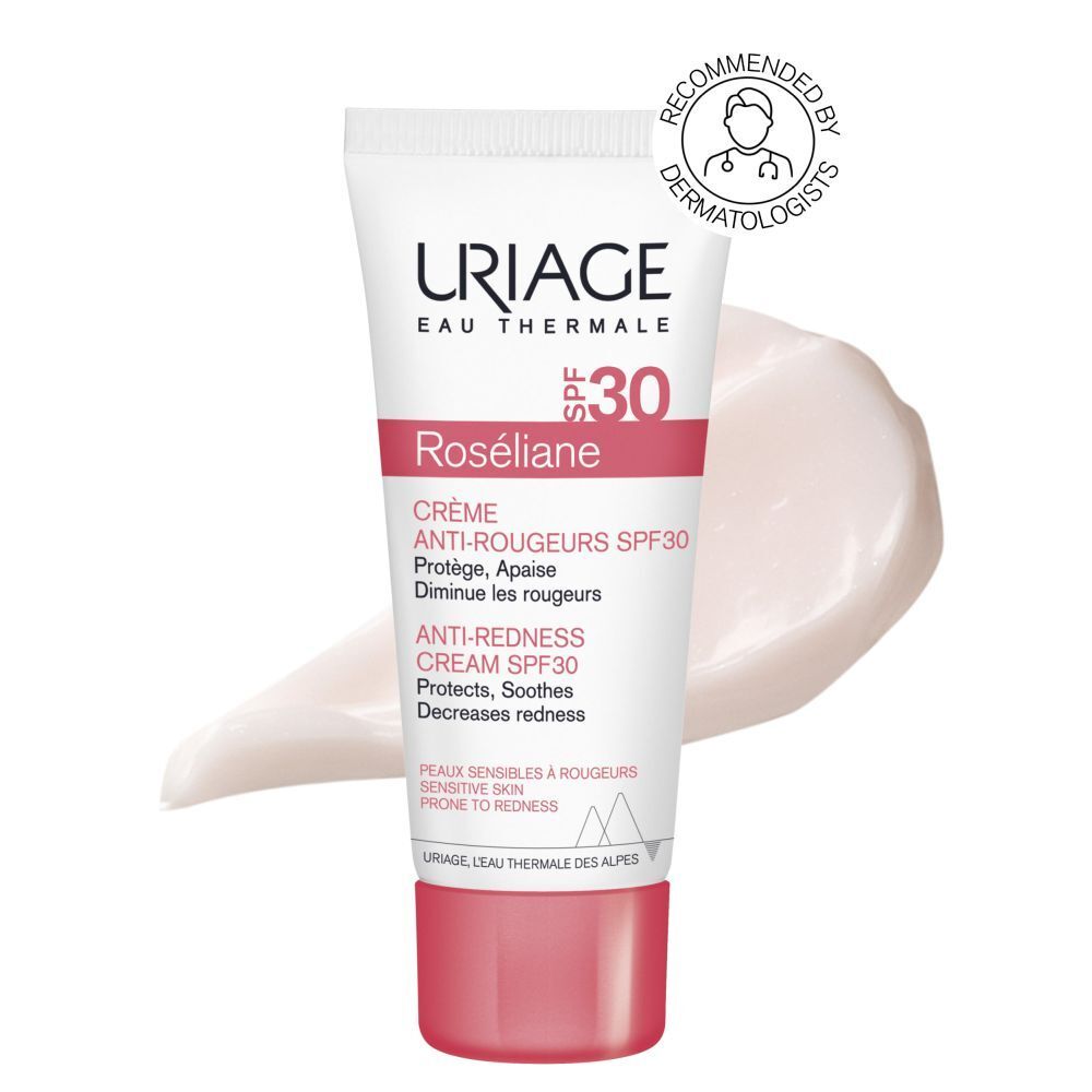 Witte doos Uriage Roséliane Anti-Rougeurs Mask. Productinformatie. 40ml, 1.35 fl.oz.