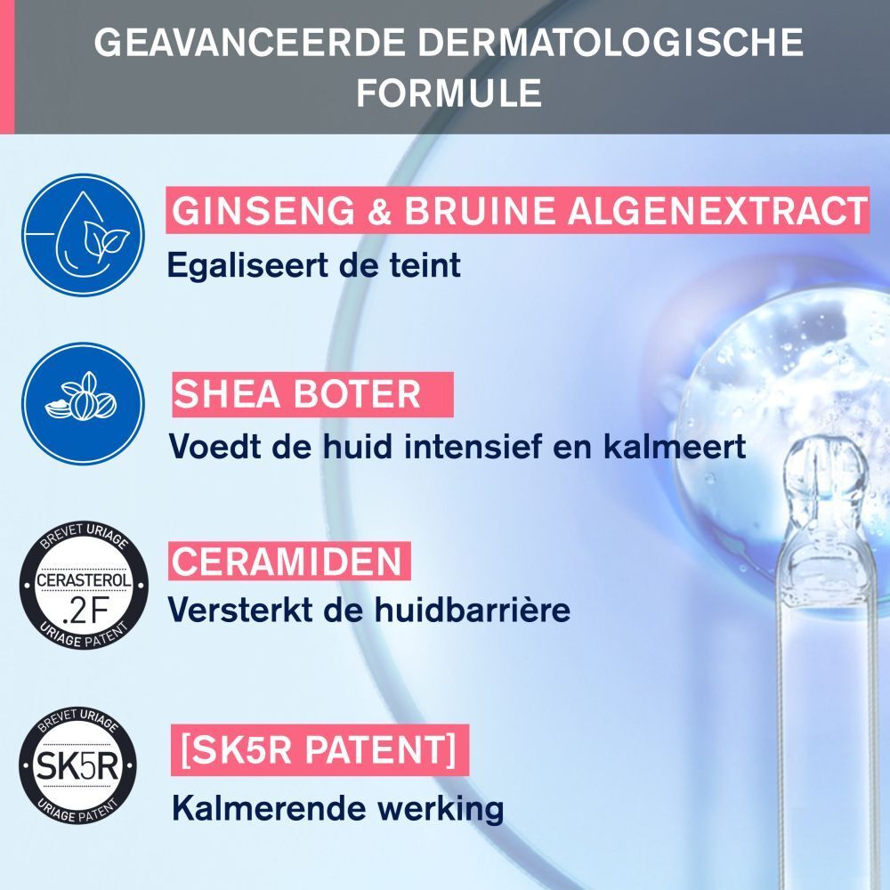 Witte doos Uriage Roséliane Anti-Rougeurs Mask. Productinformatie. 40ml, 1.35 fl.oz.