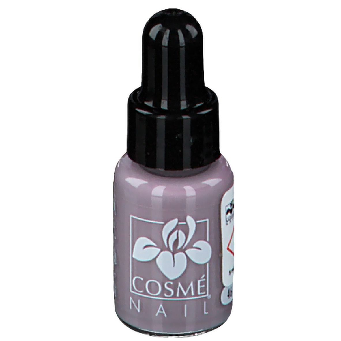 Flacon de vernis à ongles avec bouchon noir. Marque Cosmé Nail, couleur 46.