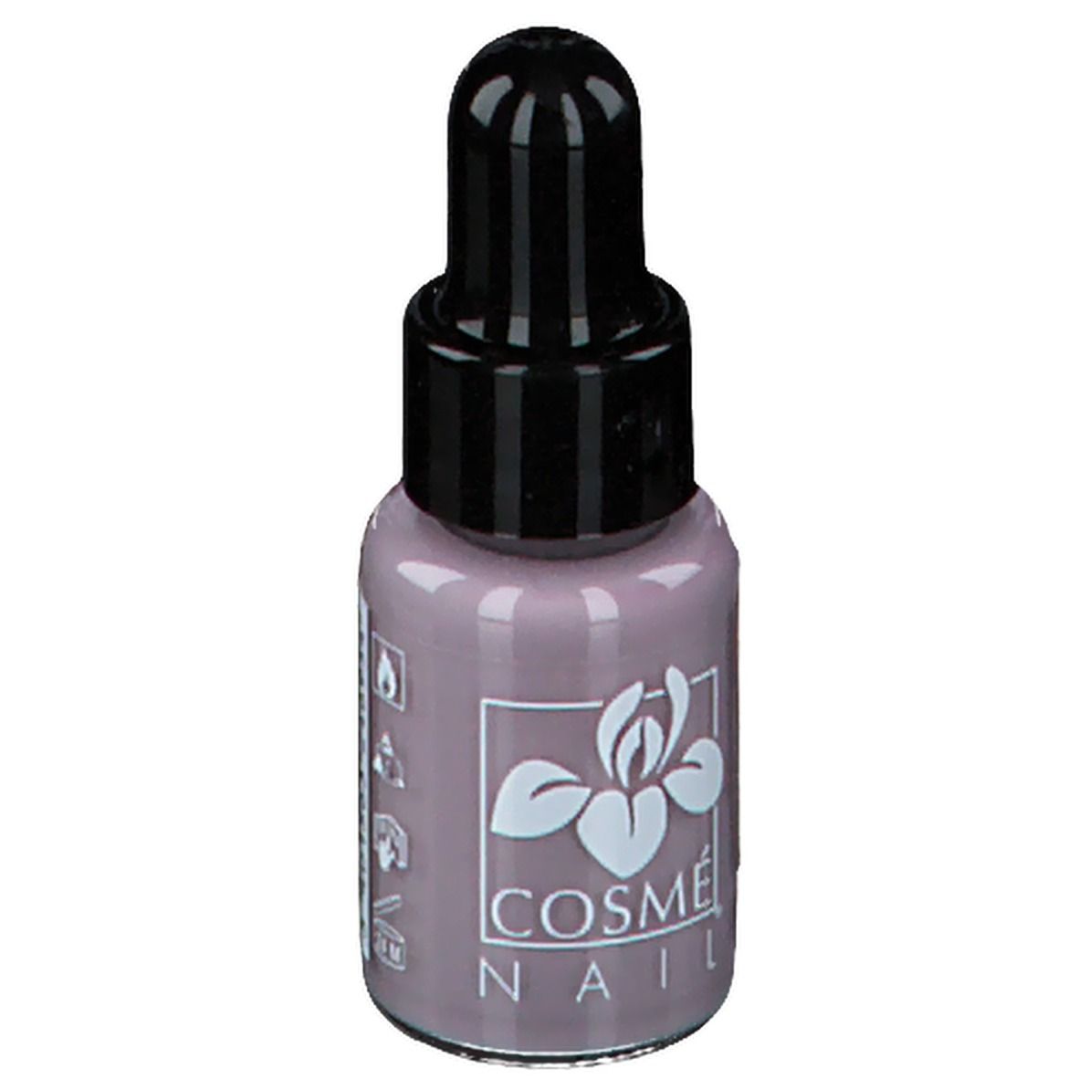 Flacon de vernis à ongles avec bouchon noir. Marque Cosmé Nail, couleur 46.