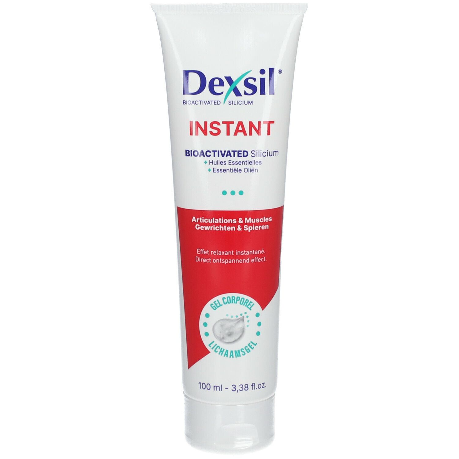 Tube Dexsil Instant. Inscription: Articulations & Muscles, Gel corporel, 100 ml.