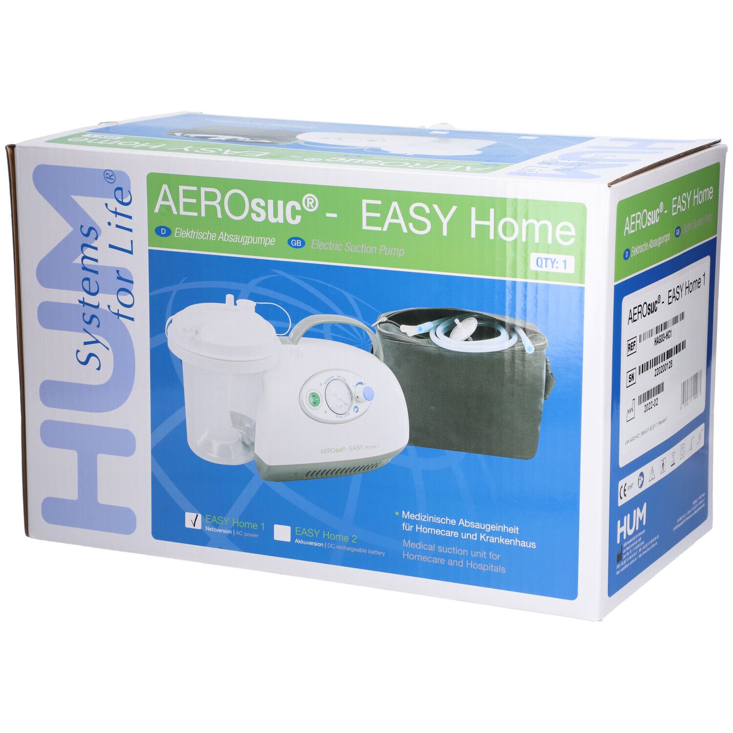 HUM AEROsuc EASY Home 1 elektrische Absaugpumpe, Netzversion
