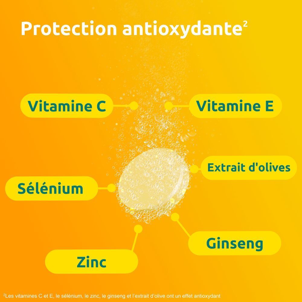 Boîte jaune "Supradyn Vital 50+". Contient 30 comprimés effervescents.