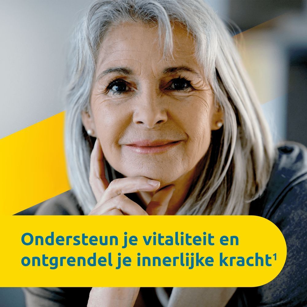 Gele doos met opschrift: Supradyn vital 50+. Bevat 30 tabletten.
