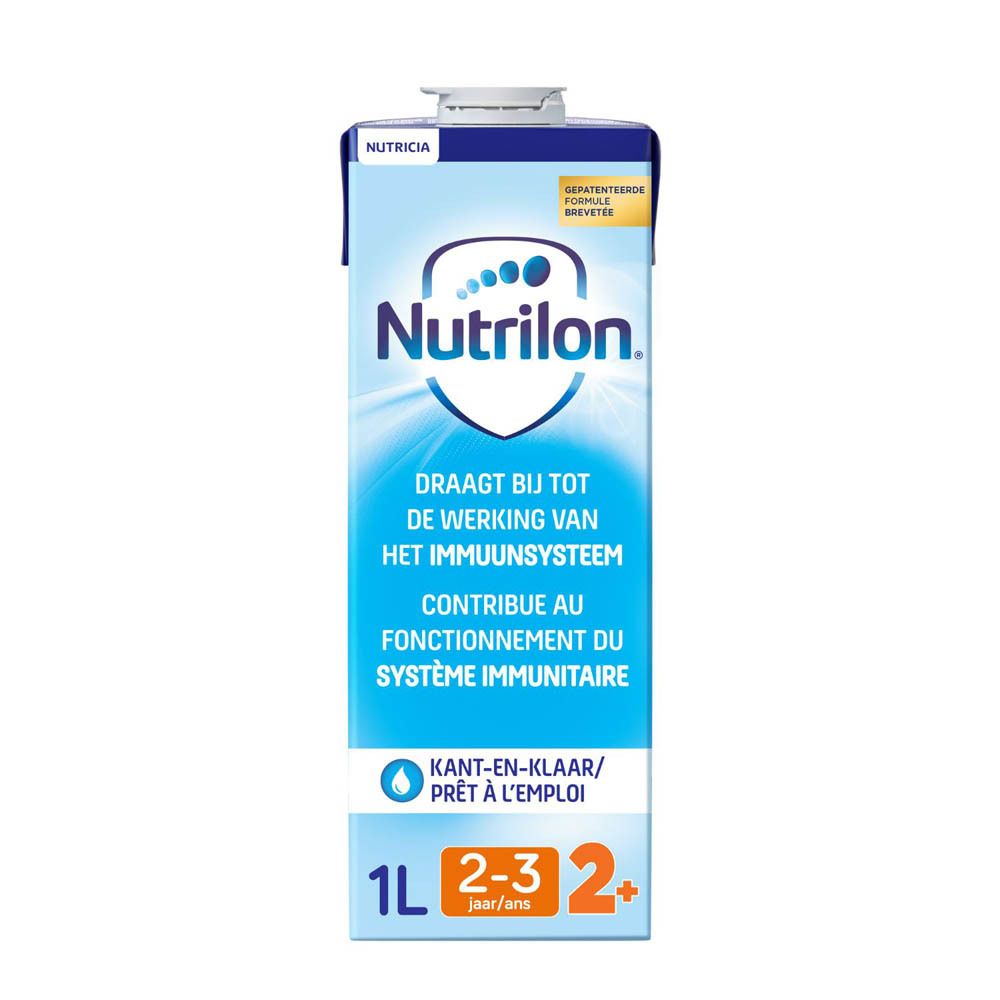 Brique de Nutrilon Bambin Lait De Croissance +2 Ans. Emballage bleu avec logo et texte du produit.