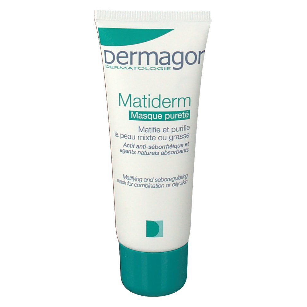 Tube de crème blanc et vert. Nom de la marque et du produit visibles. Texte multilingue.