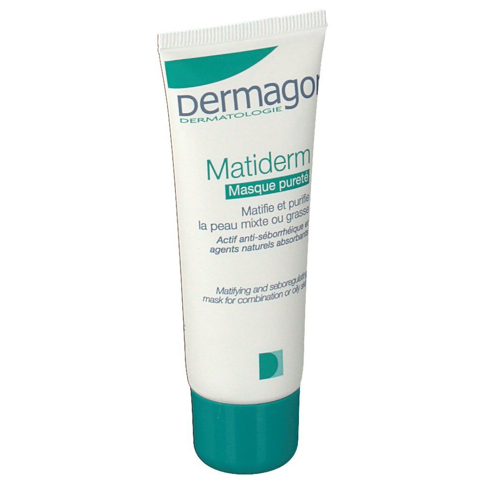 Tube de crème blanc et vert. Nom de la marque et du produit visibles. Texte multilingue.