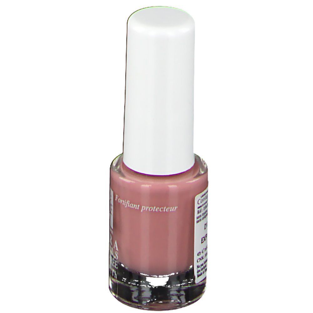 Nagellackflasche mit rosa Inhalt und weißem Deckel. Aufschrift: eye care cosmetics, ULTRA VERNIS, SILICIUM-UREE.