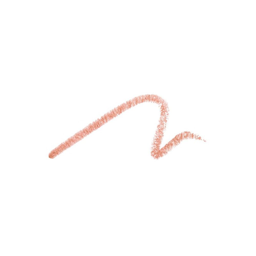 Strich einer apricotfarbenen Lippenkontur. Auf weißem Hintergrund.