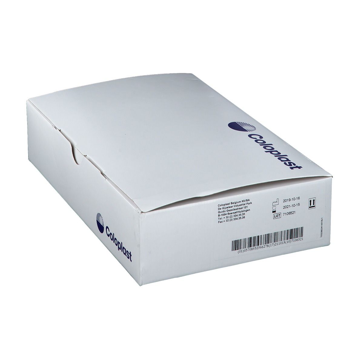 Witte verpakking met Coloplast-logo en barcode. Opschrift: SpeediCath Compact Set Mujer CH14.