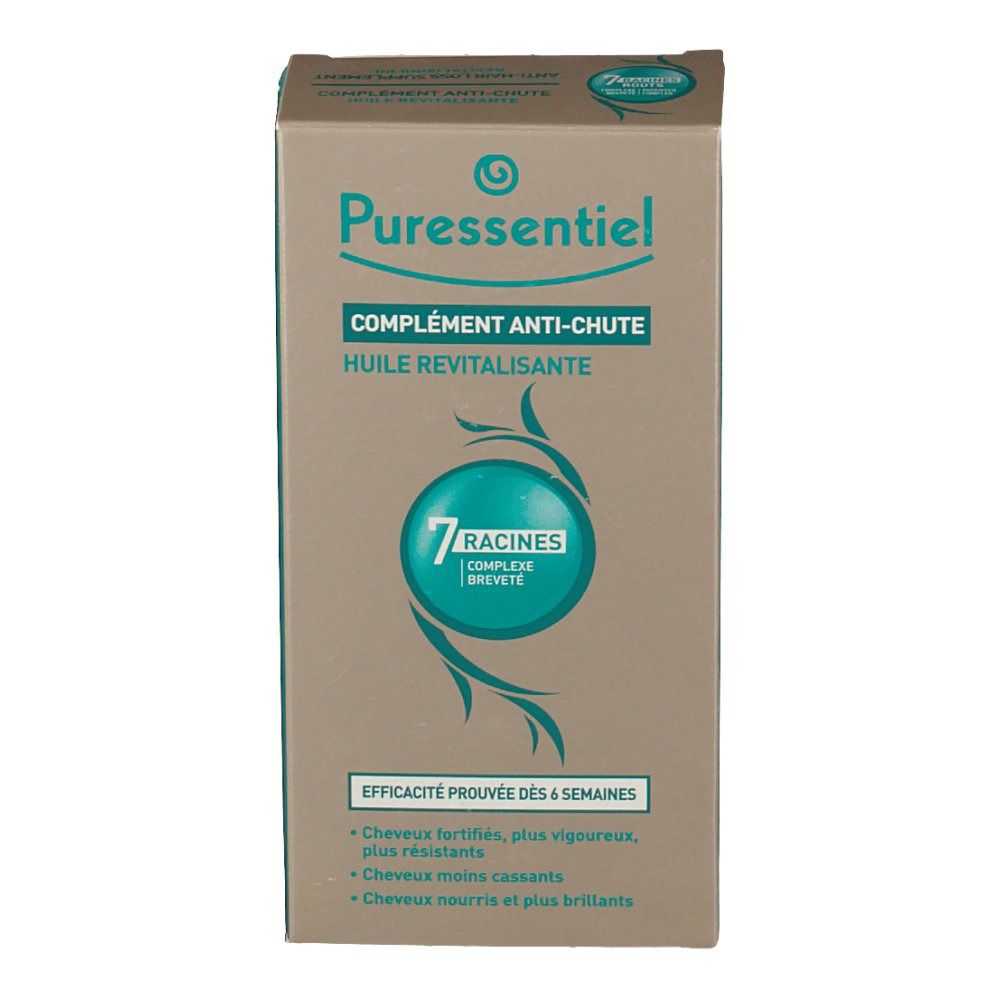 Boîte en carton avec nom et description du produit. Cercle turquoise avec texte et logo. Texte: 'Efficacité prouvée dès 6 semaines'.
