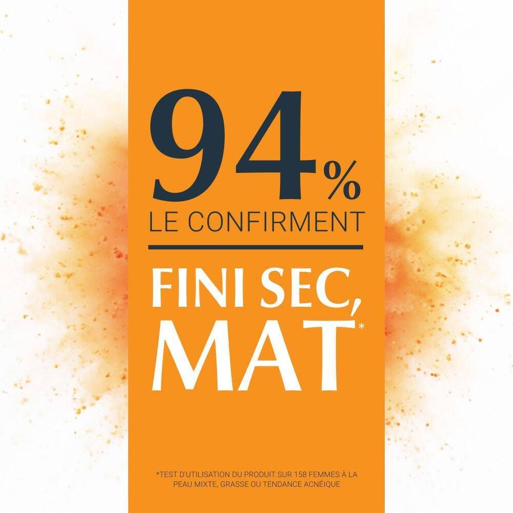 Fond orange. Texte: 94% confirment, fini sec, mat.
