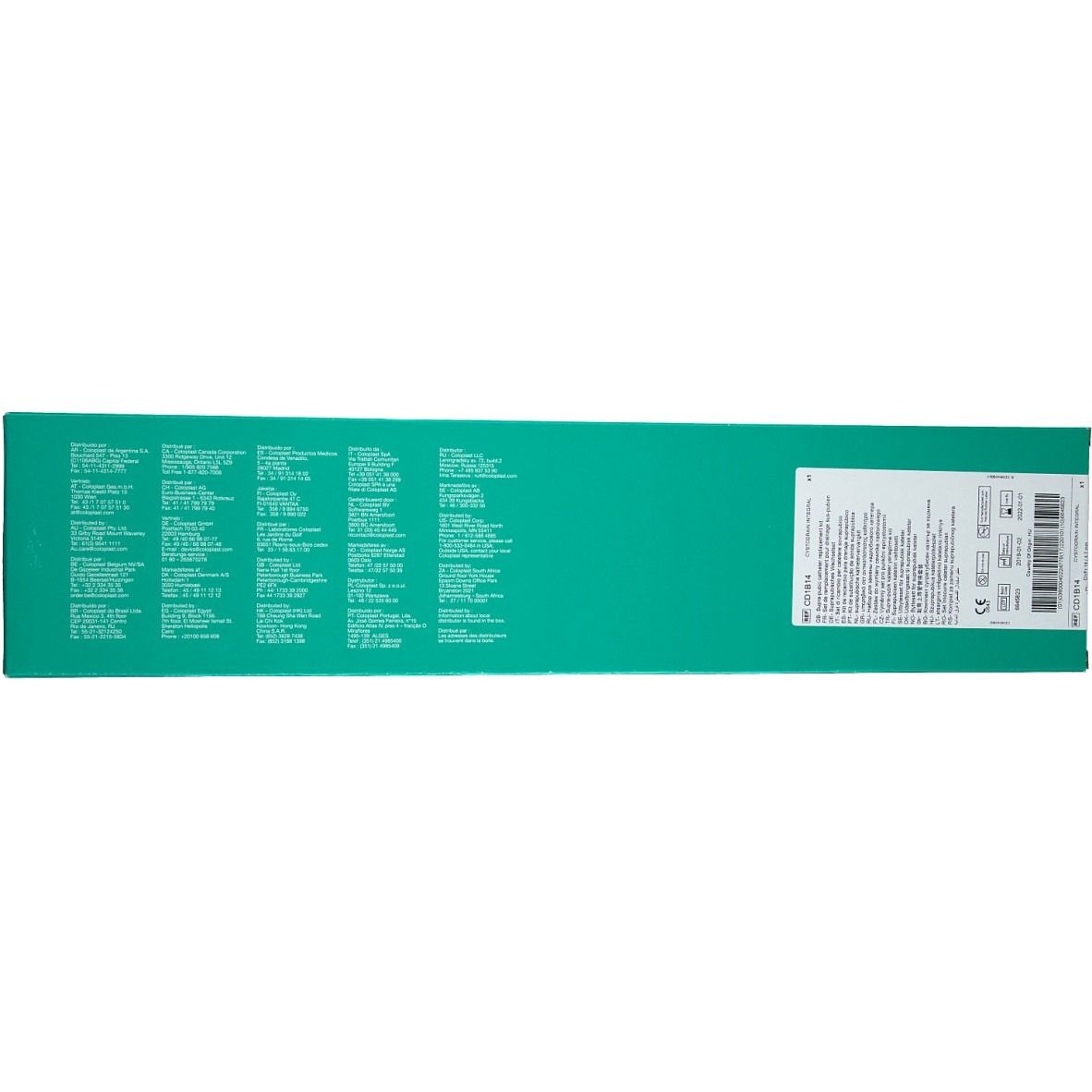 Emballage vert avec texte. Inscriptions et code-barres. Dos de l'emballage.