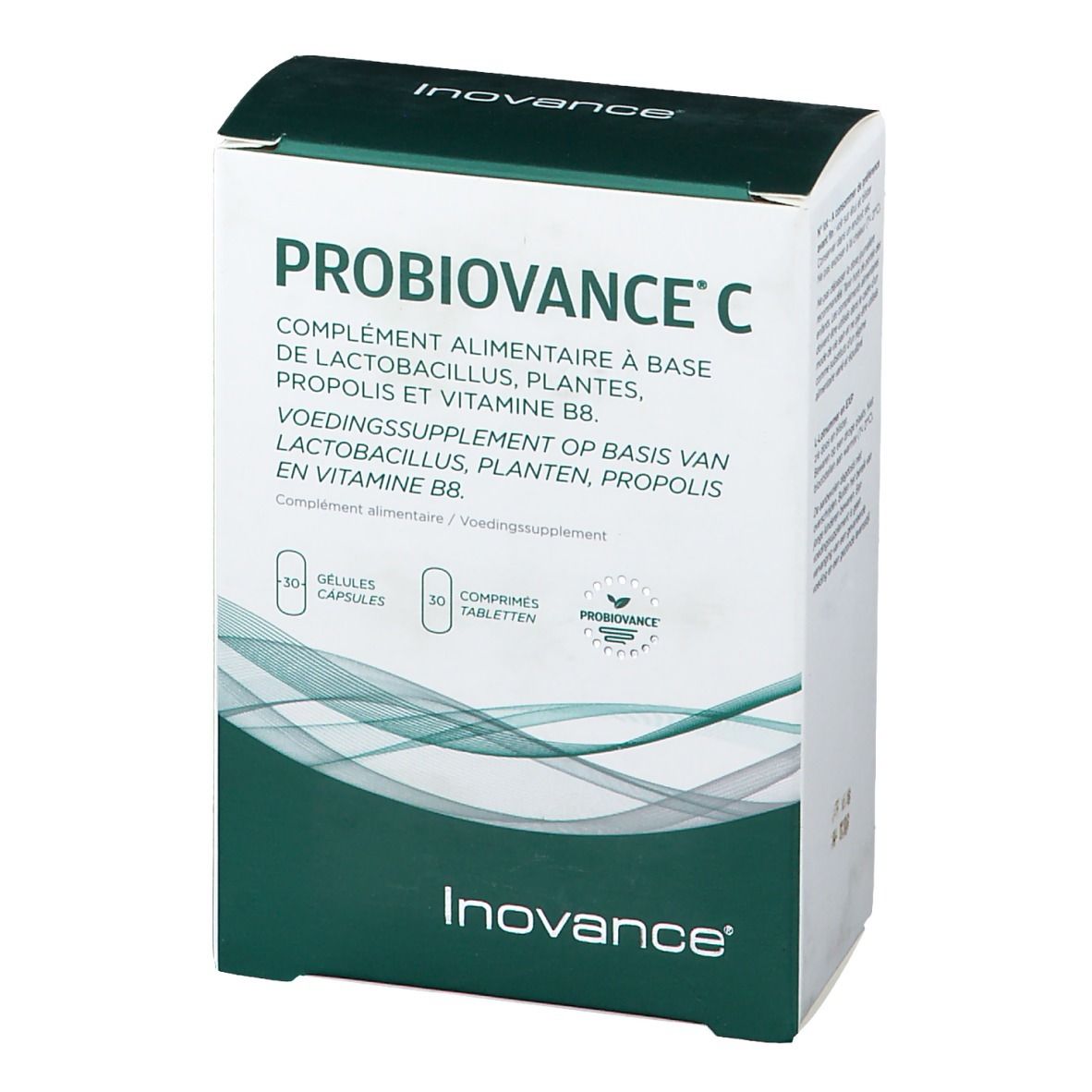 Emballage Inovance Probiovance C. Vue de face avec nom du produit, logo et informations.