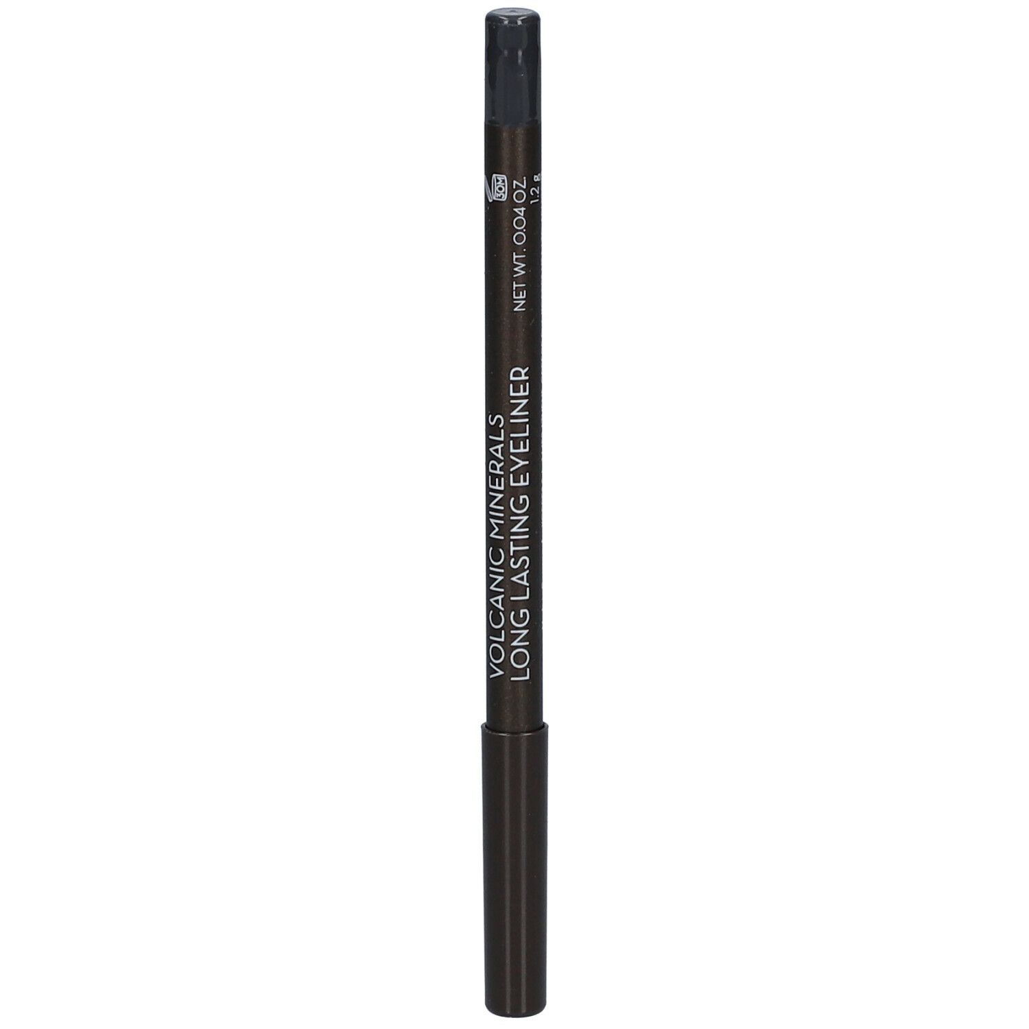 Crayon eyeliner gris. Inscription: Volcanic Minerals Long Lasting Eyeliner. Poids net 0,04 oz.