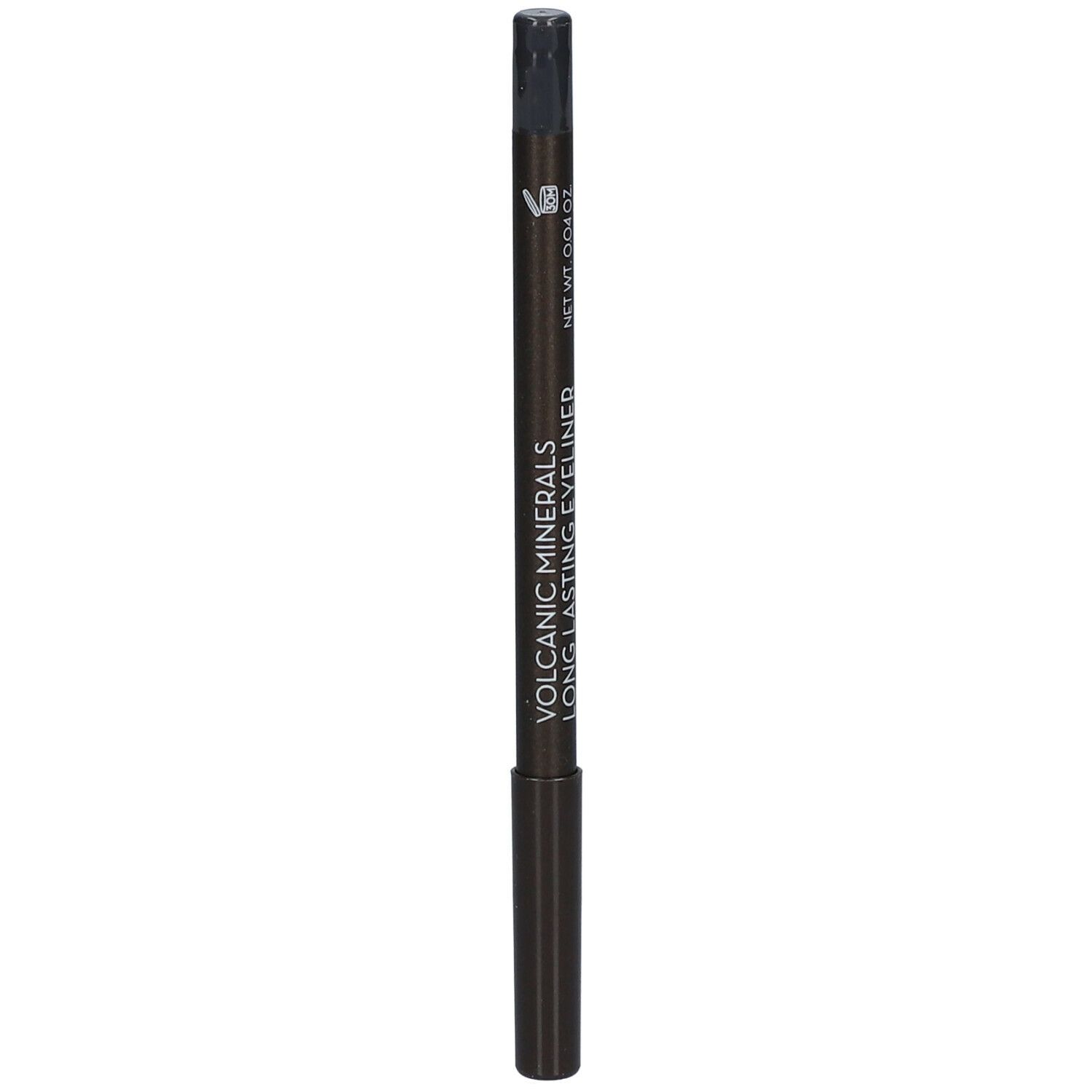 Crayon eyeliner gris. Inscription: Volcanic Minerals Long Lasting Eyeliner. Poids net 0,04 oz.