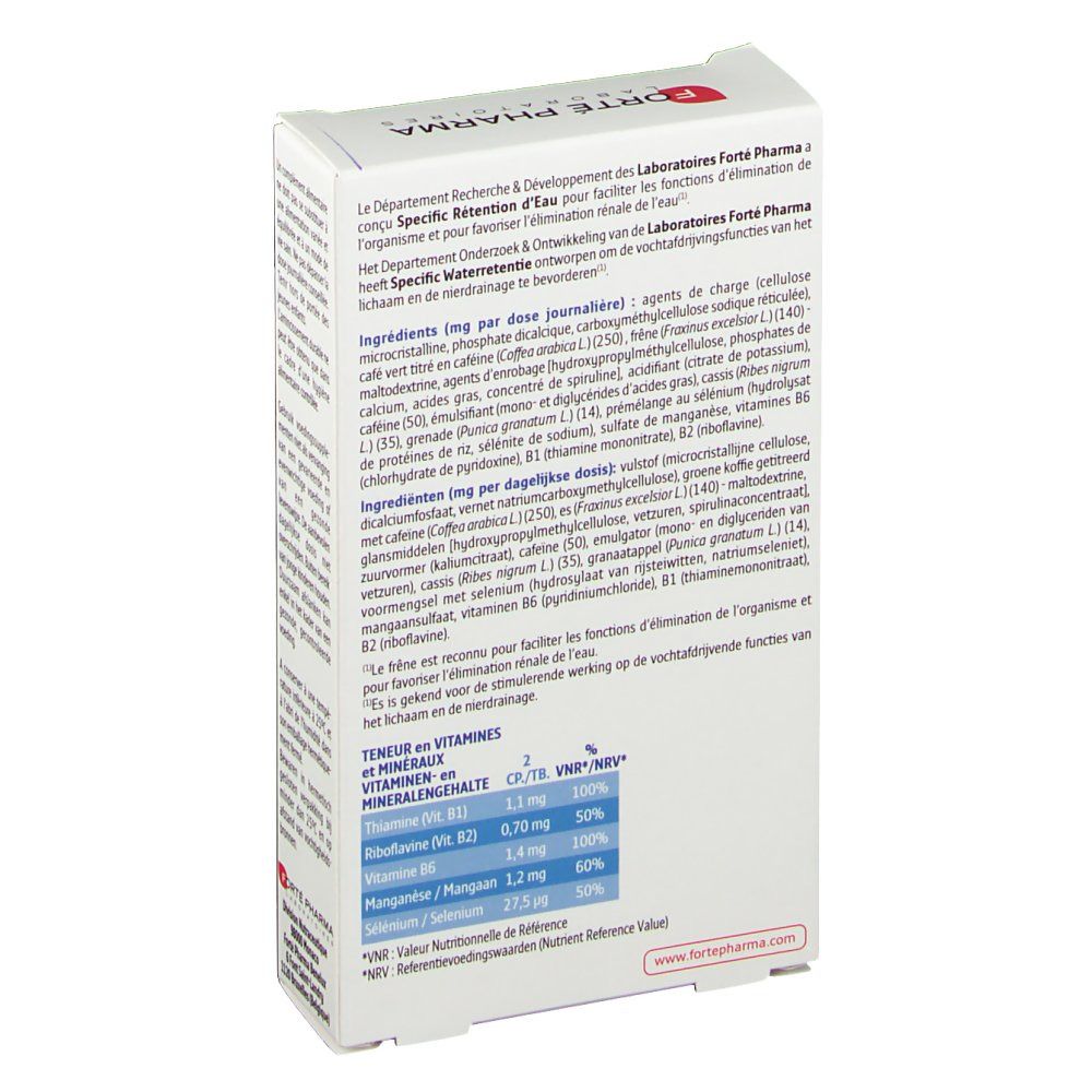 Dos de la boîte du produit. Contient des informations sur les ingrédients, la valeur nutritionnelle et le fabricant. Couleurs bleu et blanc.