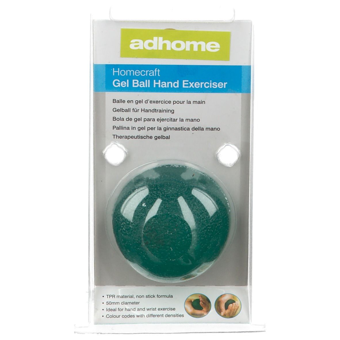 Adhome Homecraft Balle en gel d'exercice pour la main vert 5 cm