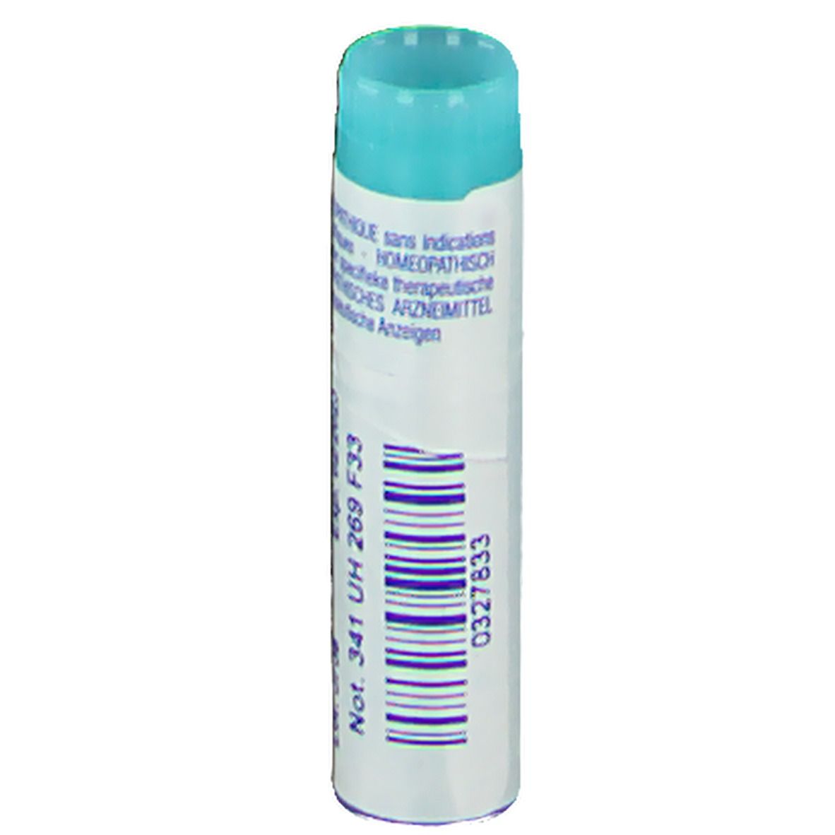 Tube cylindrique bleu et blanc. Inscription: 0327833.