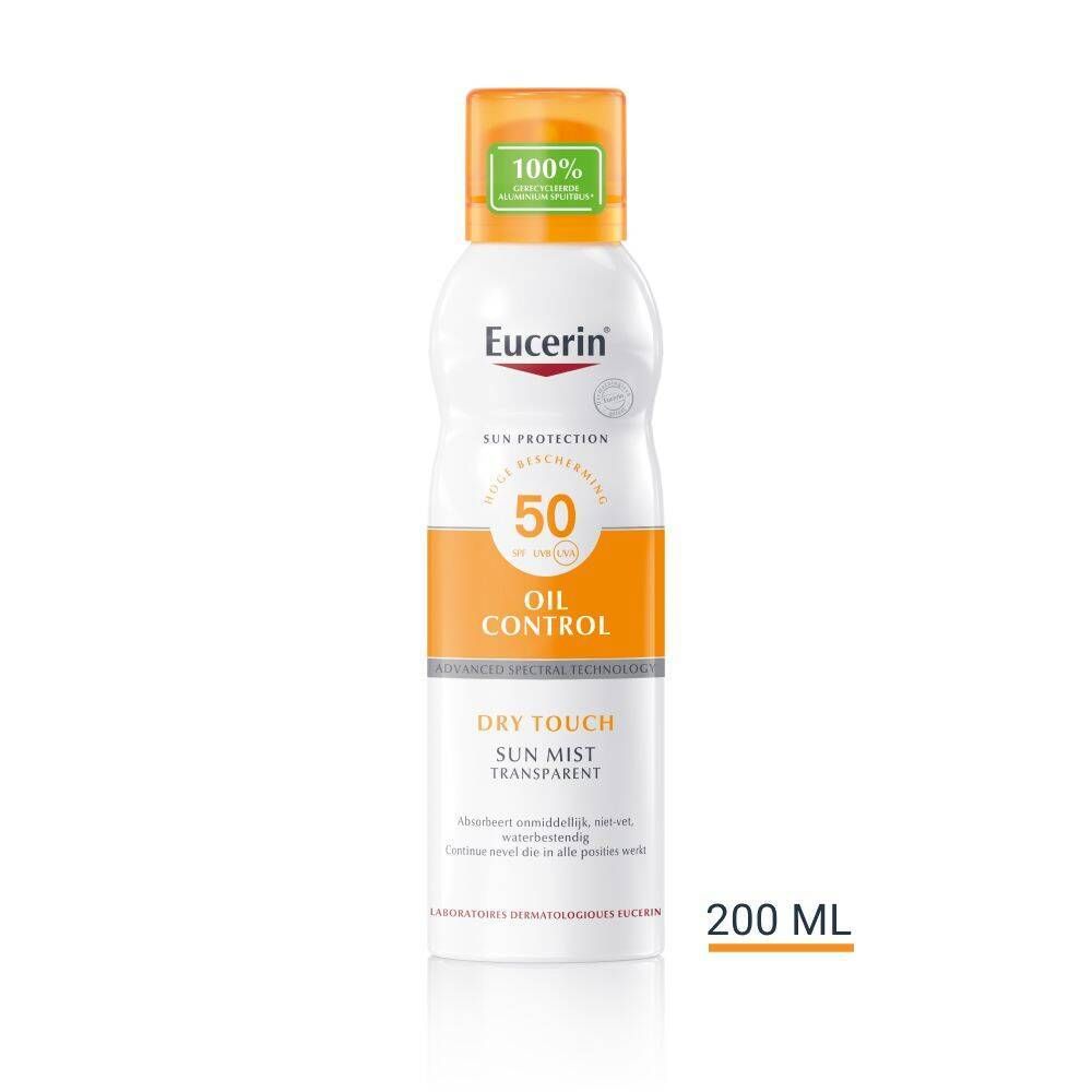 Eucerin® Sun Protection Spray SPF 50+ fles met 200 ml indicatie.
