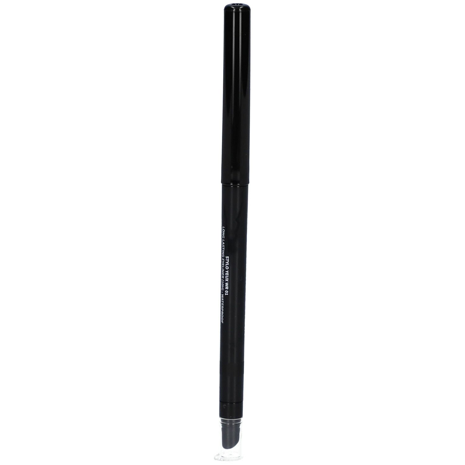 Crayon eyeliner noir. Le crayon porte l'inscription blanche « LES COULEURS DE NOIR ».
