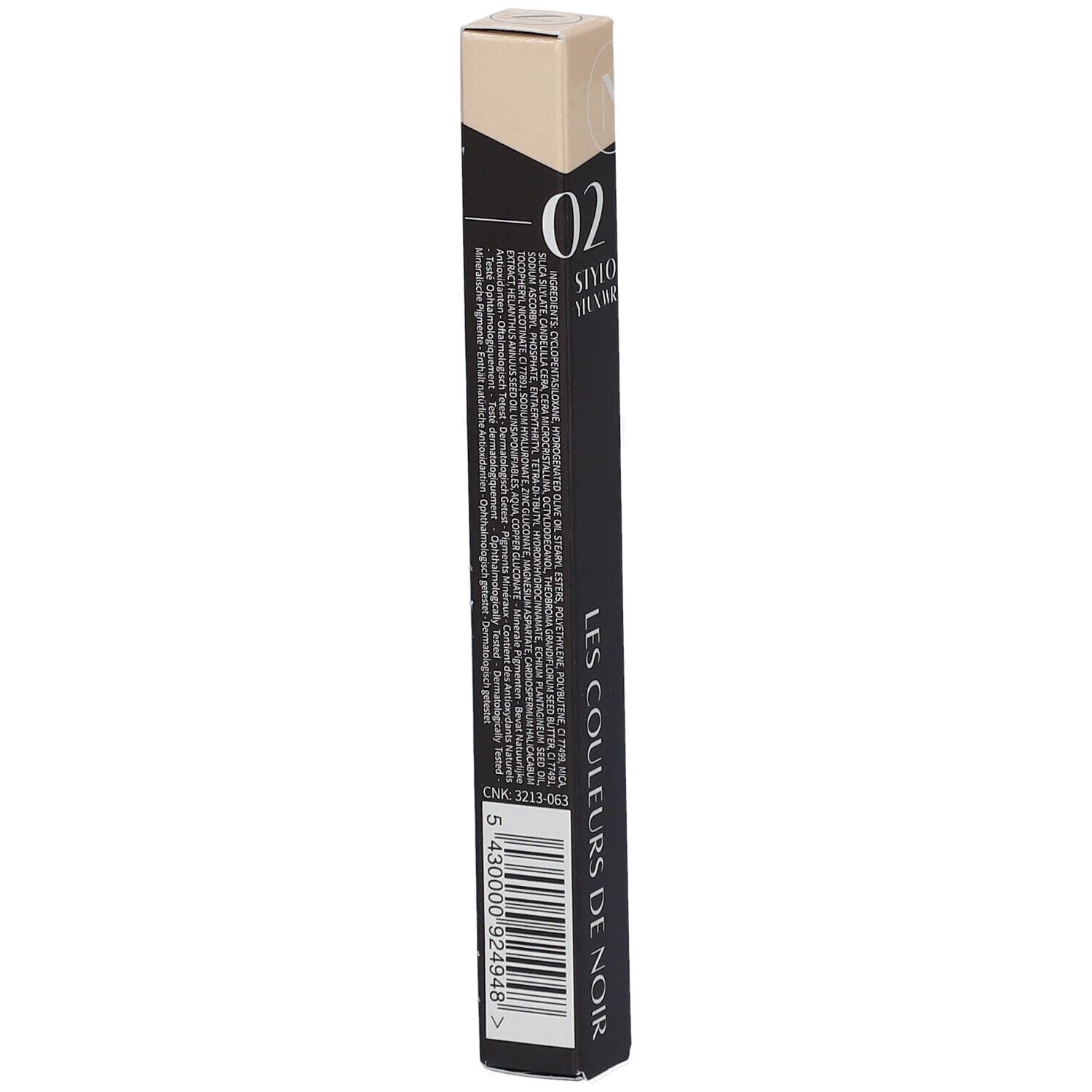 Les Couleurs de Noir Stylo Braun 02. Verpackung mit Produktinformationen und Barcode.