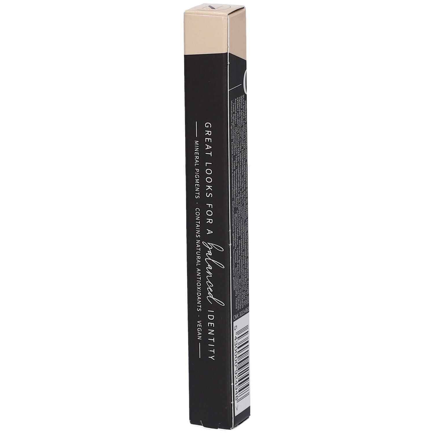 Les Couleurs de Noir Stylo Braun 02. Verpackung mit Text: Great looks for a balanced identity.