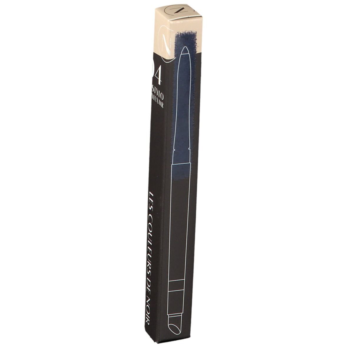 Zwarte verpakking met productafbeelding. Opschrift: 04 Stylo Yeux WR, Les Couleurs de Noir.