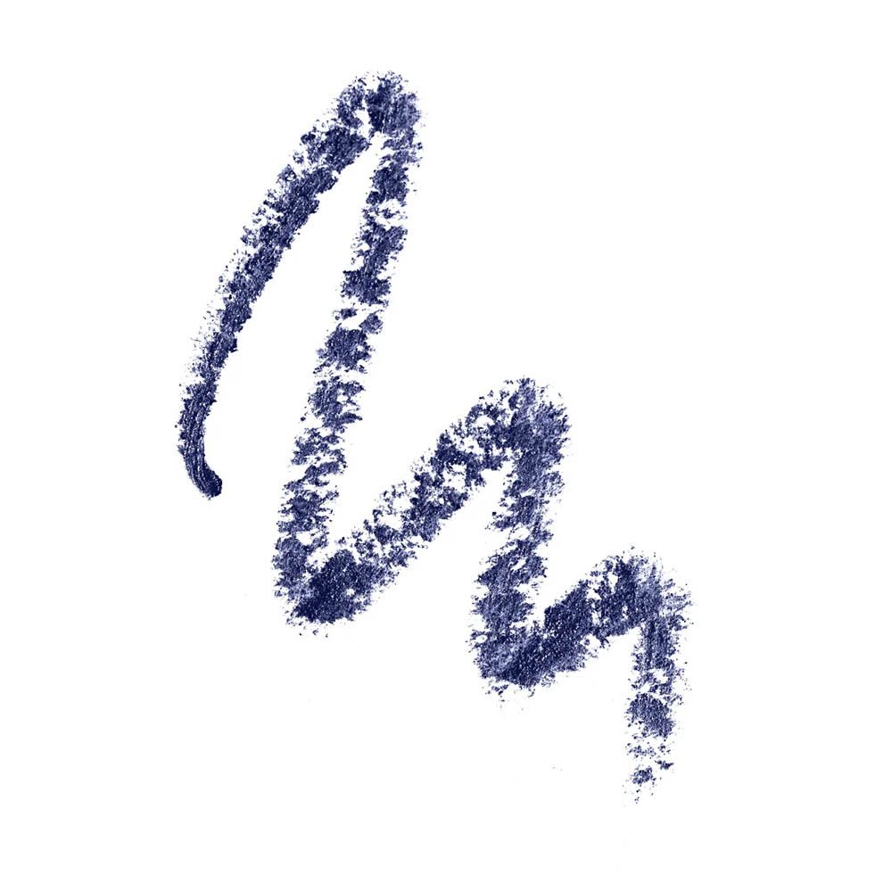 Blauwe eyeliner-streep op witte achtergrond.