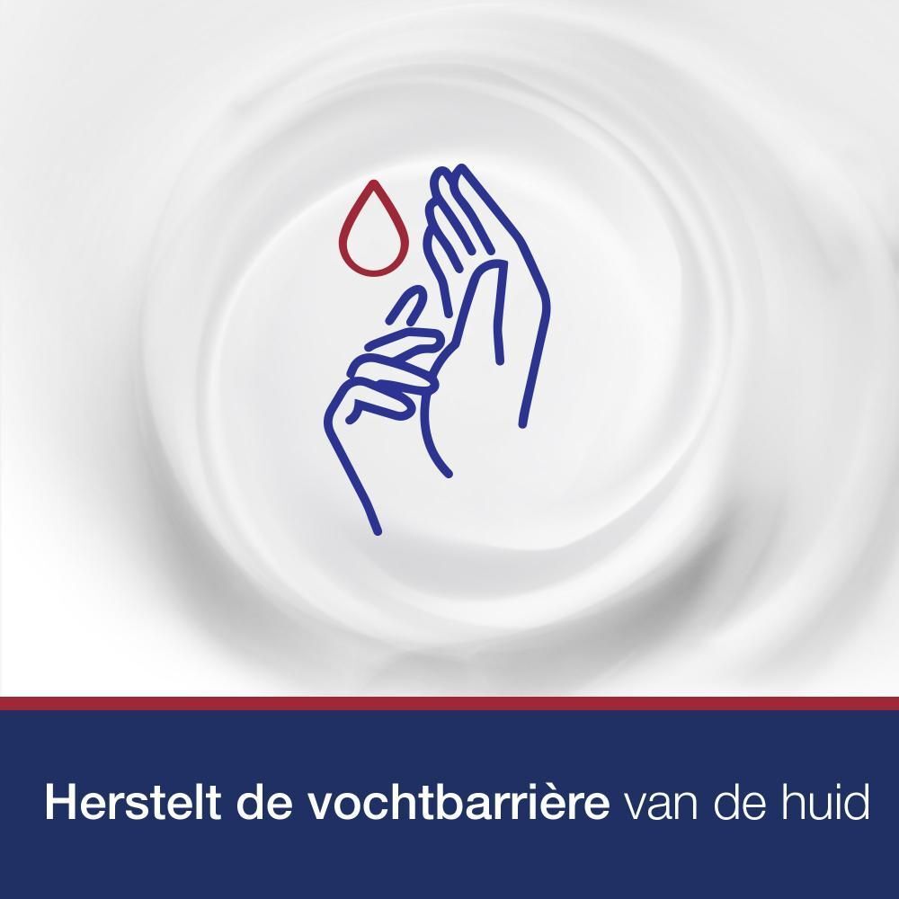 Symbool: handen en druppel. Achtergrond: crème.
