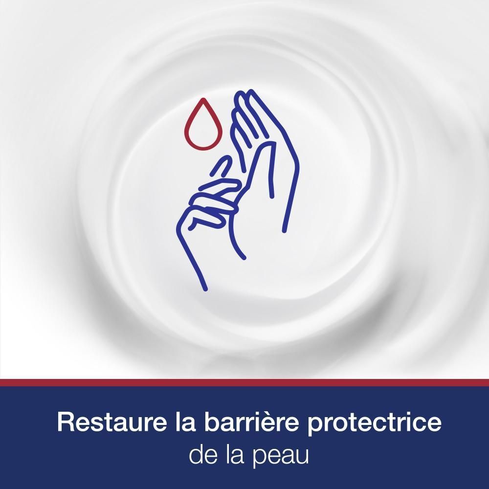 Symbole : goutte avec trait rouge. Fond : crème.