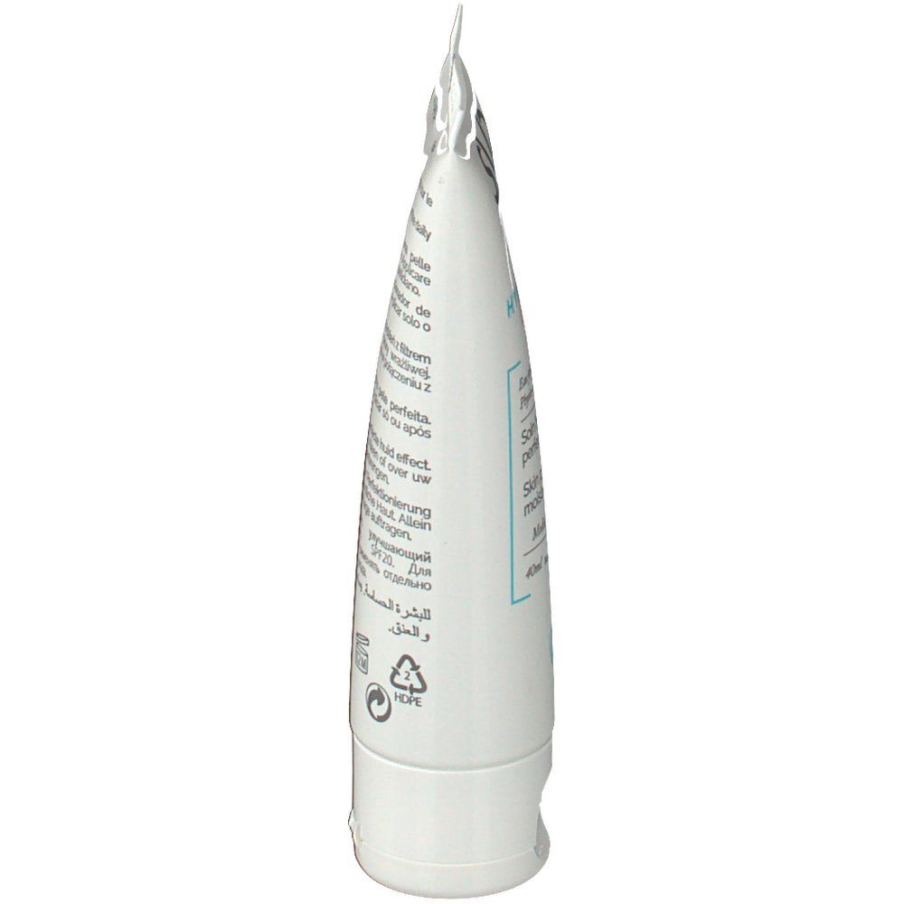Vue latérale du tube SVR HYDRALIANE BB Crème SPF20 Medium. Tube blanc avec texte. Contient 40ml.