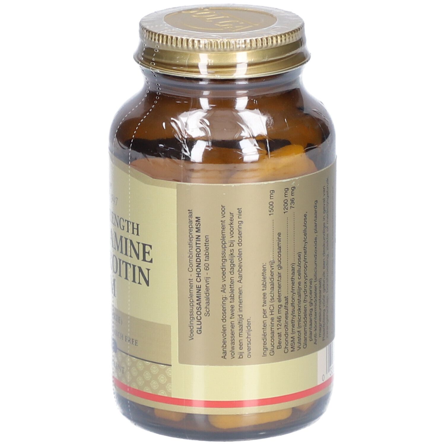 Rückseite einer braunen Glasflasche. Etikett mit Produktinformationen und Inhaltsstoffen.