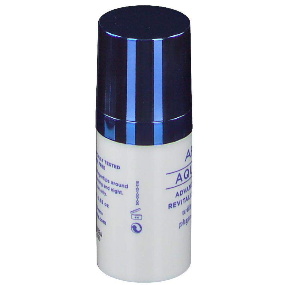 Witte fles met blauwe dop. Opschrift: Oogheelkundig getest. Achterkant: gebruiksaanwijzing, 15ml, www.apivita.com.